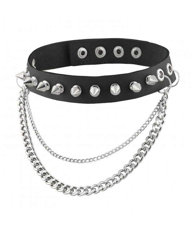 HZMAN Fashion Studded Leather Necklace