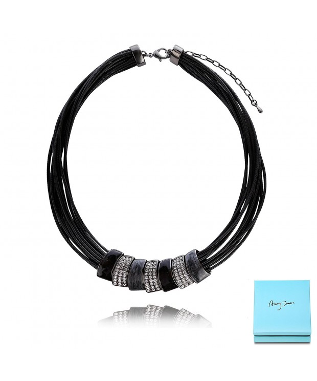 Black Statement Necklace Women Leather