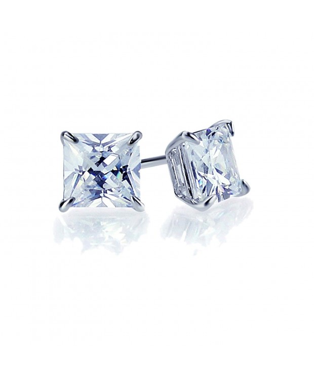 Princess Zirconia Solitaire Screwback Earrings