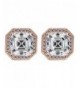 Asscher Earrings Sterling Post 4 0mm Rose flashed