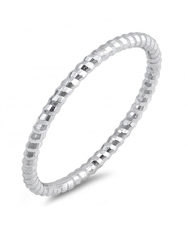 Diamond Cut Stackable Wedding Sterling Silver