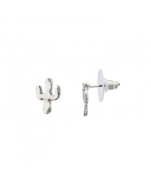 Lux Accessories Silvertone Cactus Earrings