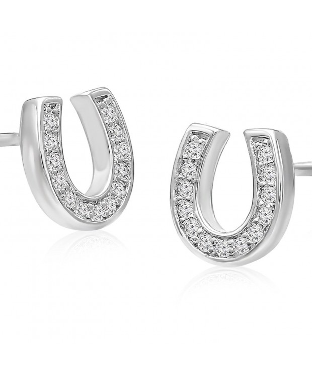 Sterling Silver Zirconia Horseshoe Earrings