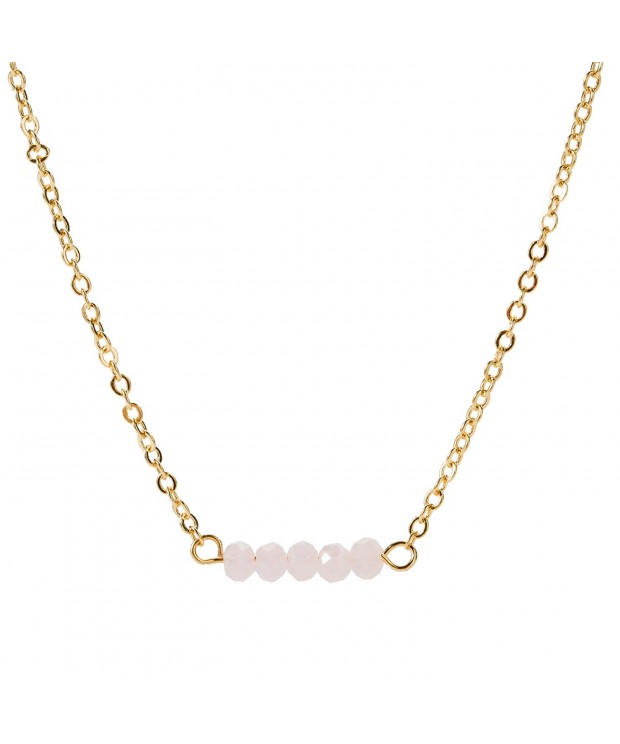 Befettly Gemstone Necklace Chain CK7 Pink Opal