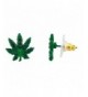 Lux Accessories Marijuana Crystal Earrings