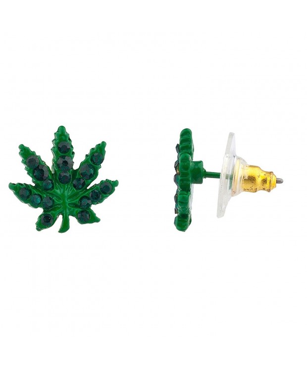 Lux Accessories Marijuana Crystal Earrings