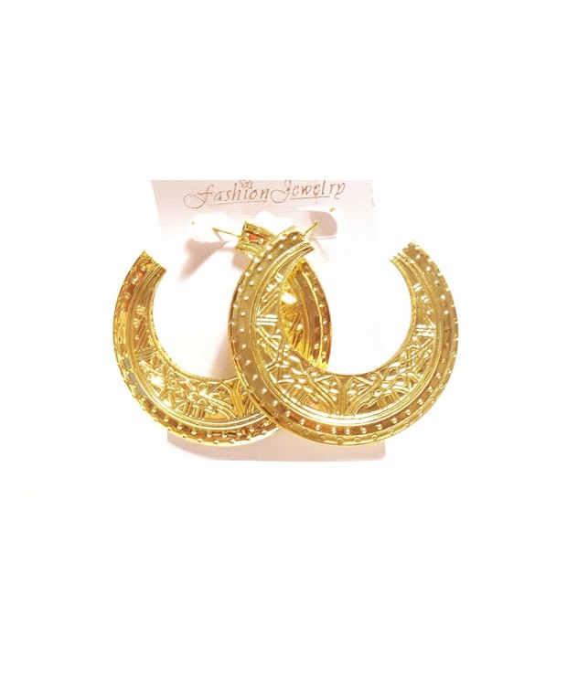 Egyptian Hoop Earrings Gold Medallion