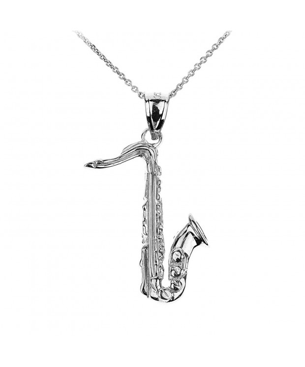 Sterling Music Saxophone Pendant Necklace