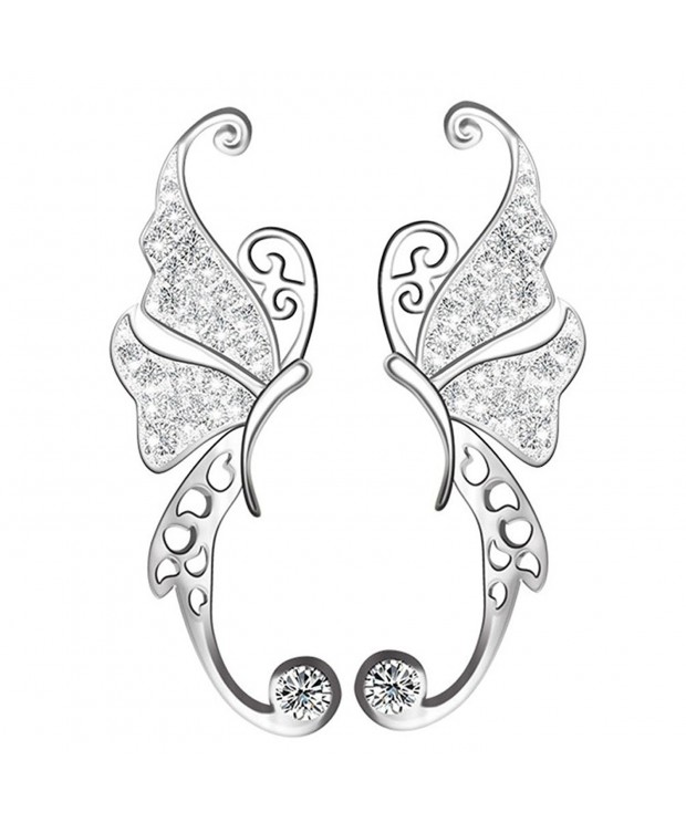 Butterfly Climber Earrings Zirconia Sterling