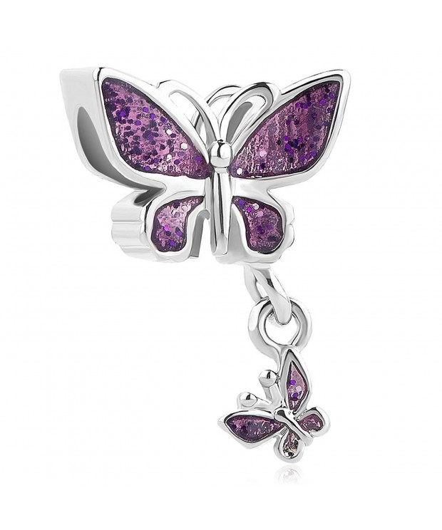 Heart Charms Butterfly Dangle Bracelets