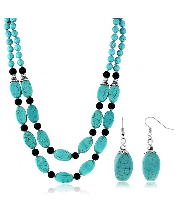 Stunning Simulated Turquoise Necklace Earrings