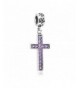 Sterling Silver Cross Purple Zirconia