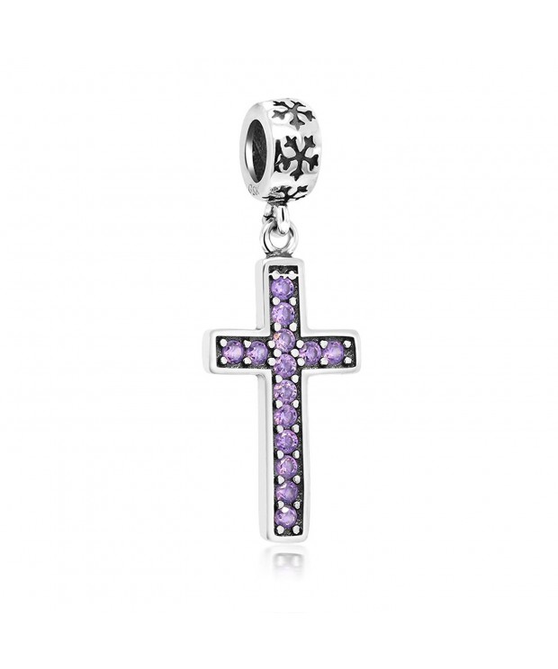 Sterling Silver Cross Purple Zirconia