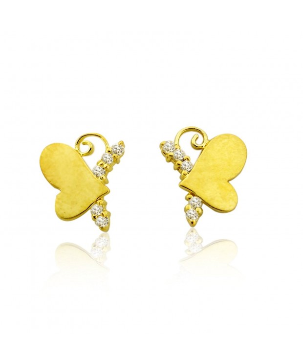 10K Gold Butterfly Heart Earrings