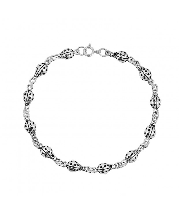 Charming Ladybug Sterling Silver Bracelet