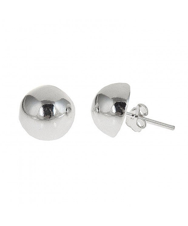 Half Button Earring Sterling Silver