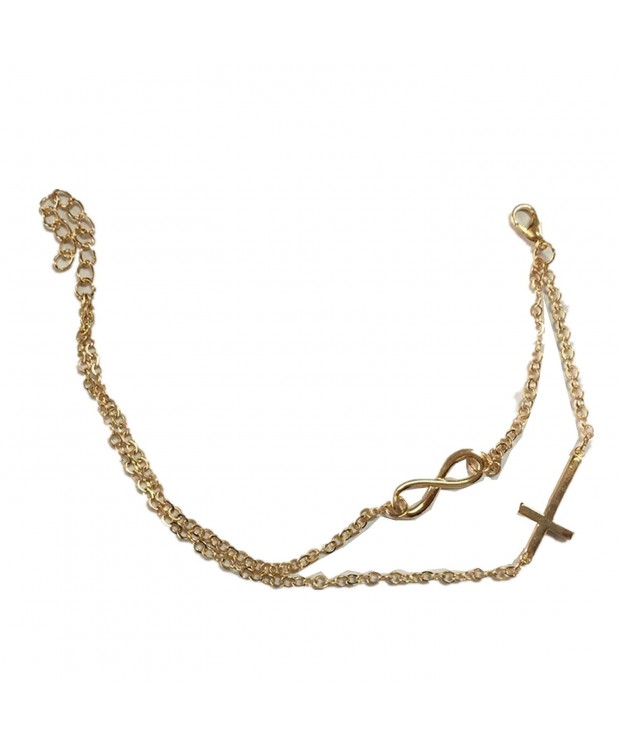 Double Sideways Gold tone Anklet wiipujewelry