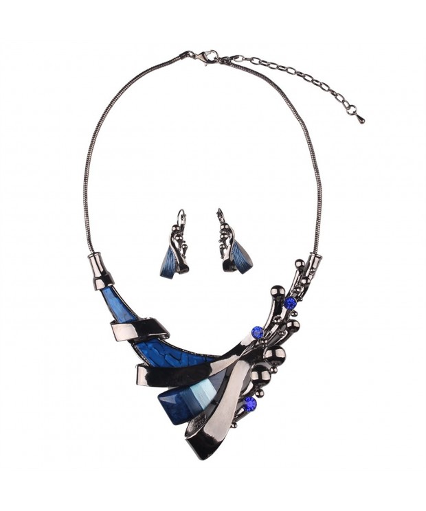 Hamer Geometry Statement Necklace Earrings