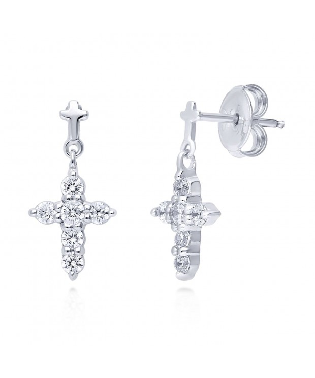 BERRICLE Rhodium Sterling Zirconia Earrings