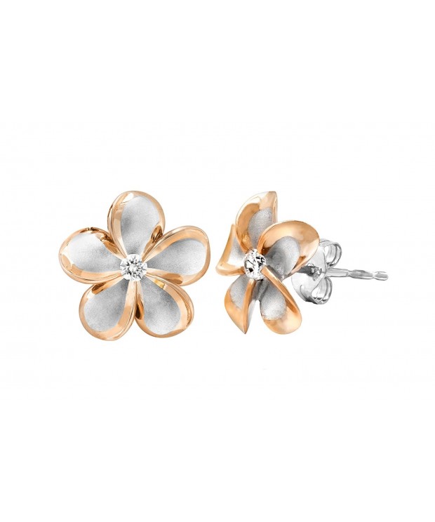 Sterling Silver Plated Plumeria Earrings