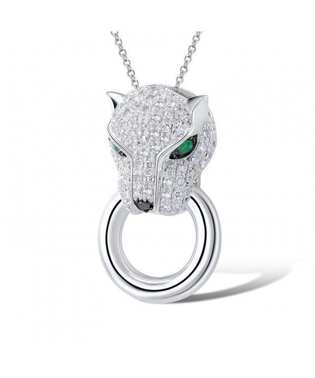 Silver Leopard Pendant Sterling Zirconia