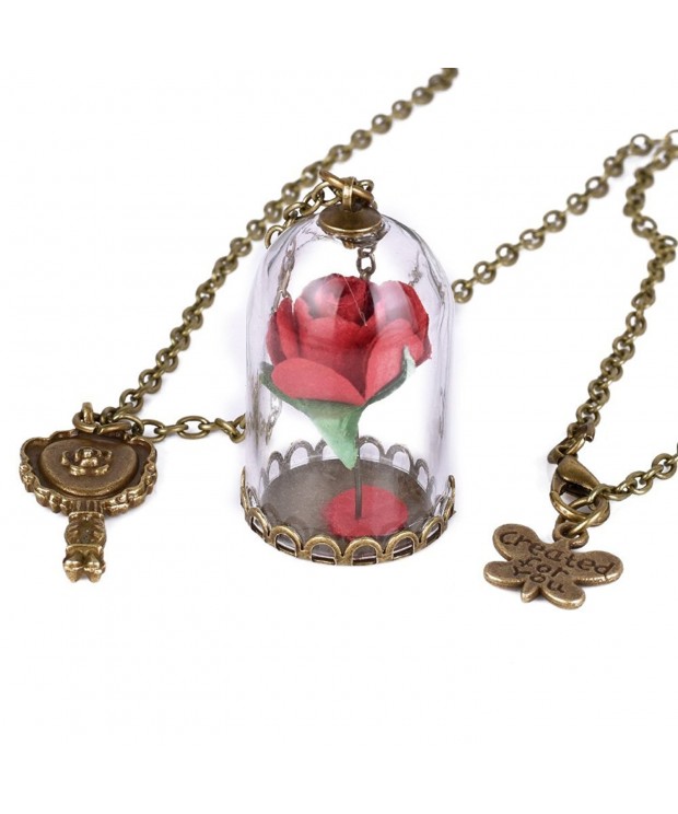 Rose Glass Enchanted Necklace Jewelry