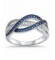 Simulated Sapphire Weave Sterling Silver
