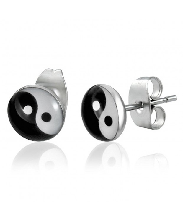 Stainless Steel Yin Yang Circle Earrings