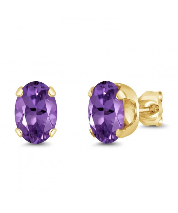 Purple Amethyst Yellow Plated Earrings