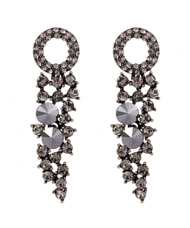 BriLove Bohemian Crystal Earrings Antique Gold Tone