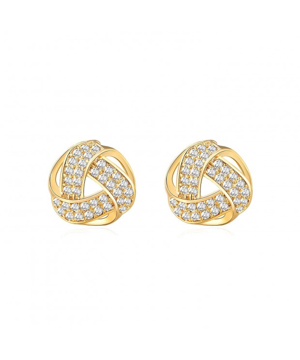 Brilliant Zirconia Earrings Triple Knot Silhouette