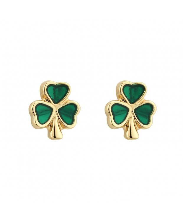 Shamrock Earrings Small Plated Enamel