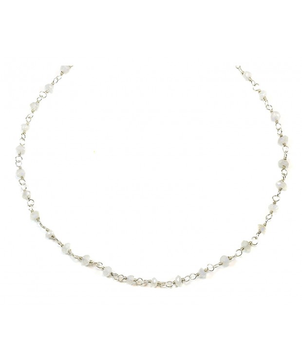 Sterling Moonstone Rainbow Necklace Silvertone