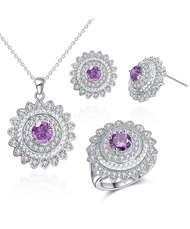 Jewelry Sets Cubic Zirconia Rhodium Diamond
