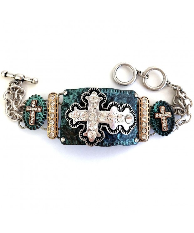 Western Peak Hammered Rhinestone Bracelet