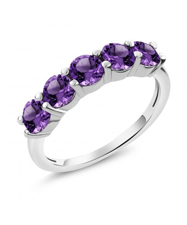 5 Stone Amethyst Sterling Gemstone Birthstone