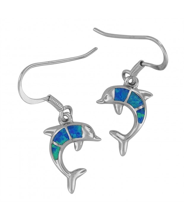 Sterling Silver Synthetic Dolphin Earrings