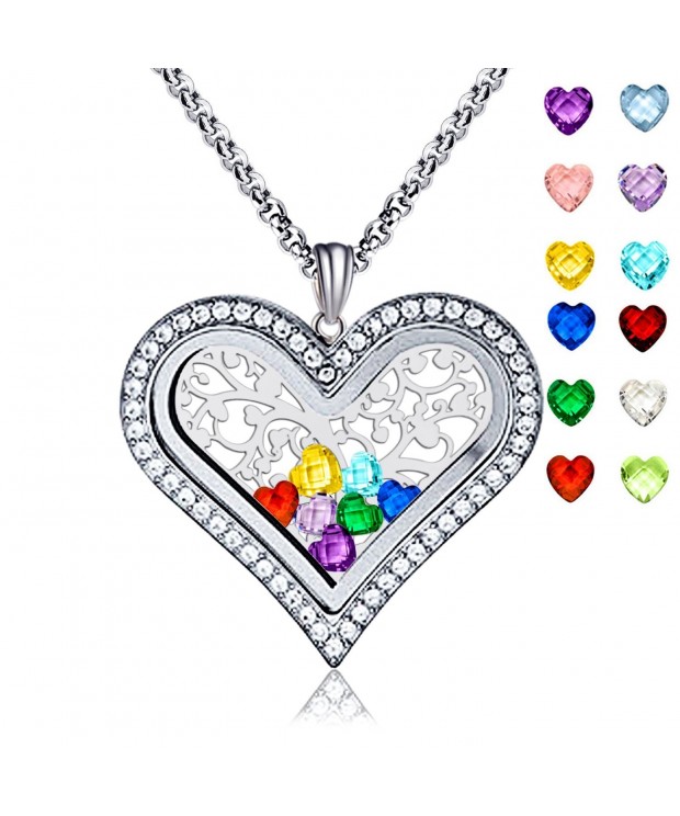 Family Floating Necklace Birthstones Include