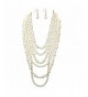 Layered Strands Simulated Pearl Necklace Earrings