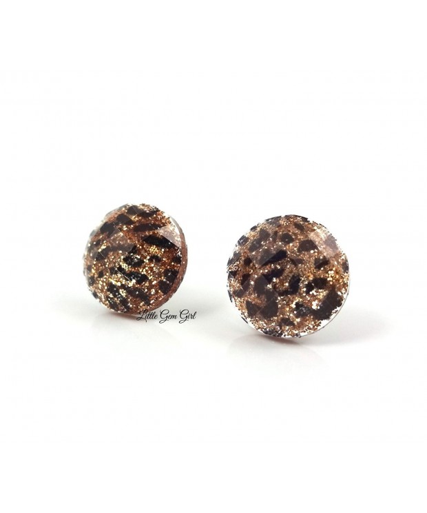 Cheetah Animal Glitter Earrings Stainless