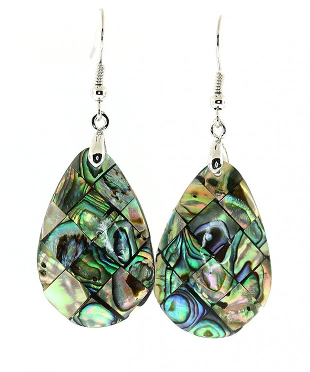 Mosaic Abalone Shell Tear drop Earrings