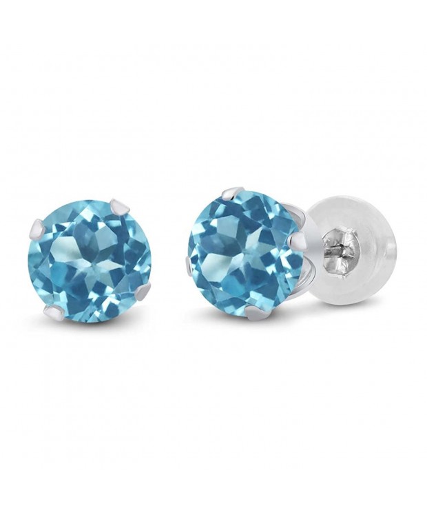 Round Swiss Topaz Womens Earrings