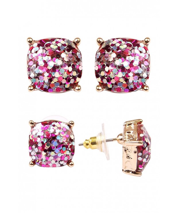 Fashion Womens Square Glitter Earrings