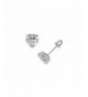 White Heart shaped Zirconia Screw back Earrings