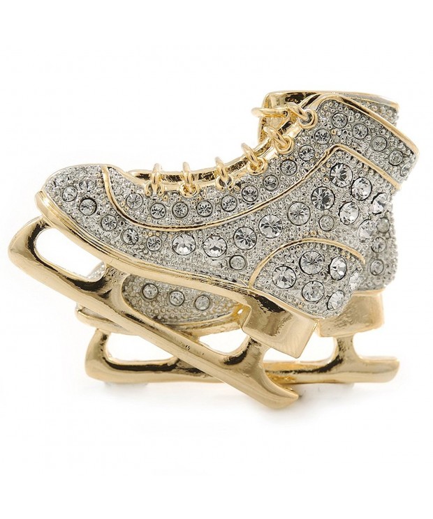 Clear Austrian Crystal Skates Brooch