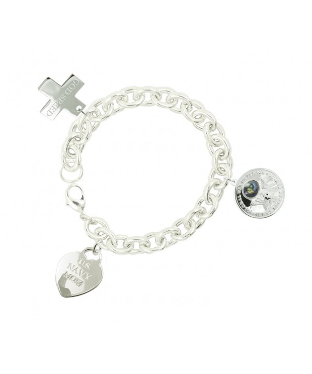 Plated Navy Mom Bracelet MFGS