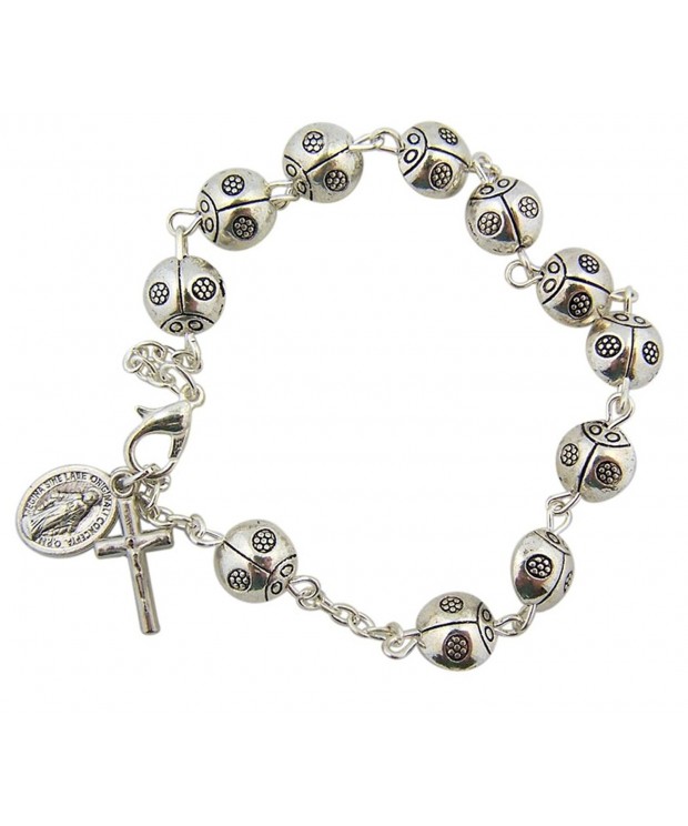 Silver Virgin Ladybug Prayer Bracelet