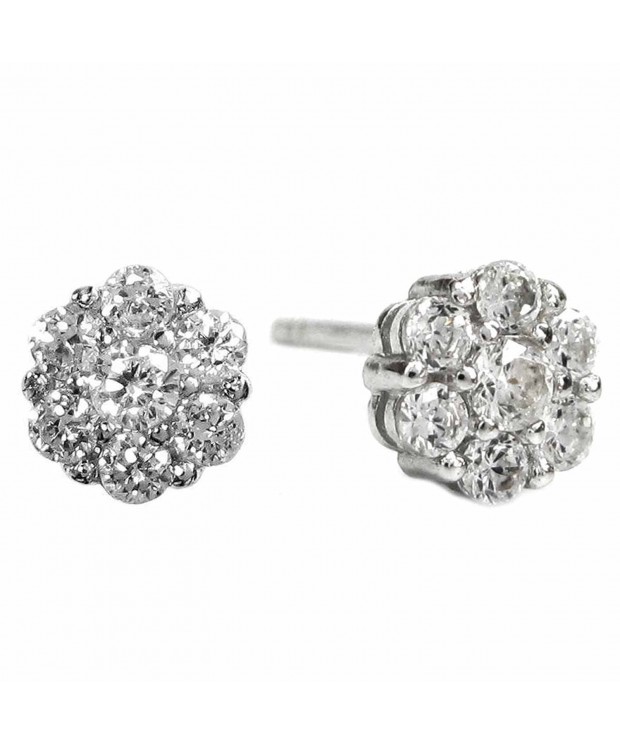 Rhodium Plated Sterling Zirconia Pattern Earrings