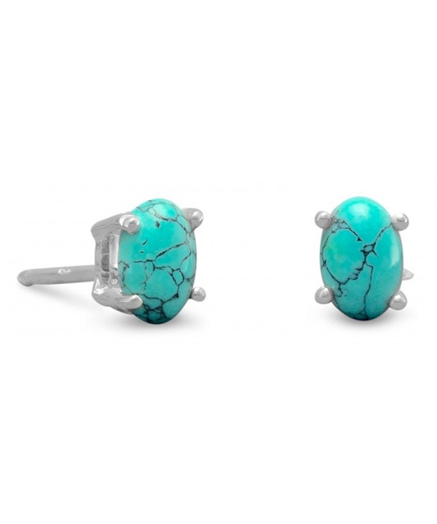 Sterling Silver Earrings 4x6mm Turquoise