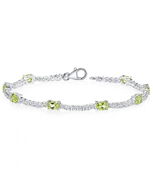 Peridot Bracelet Sterling Silver Rhodium